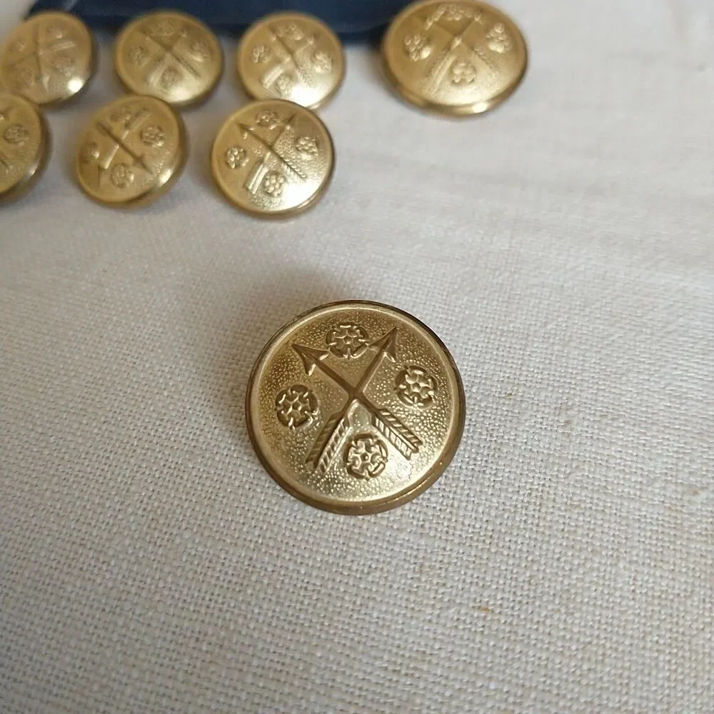 Eastwick Gold Tone Buttons Shank Metal For Blazer Coat Lot of 8 15/20 mm